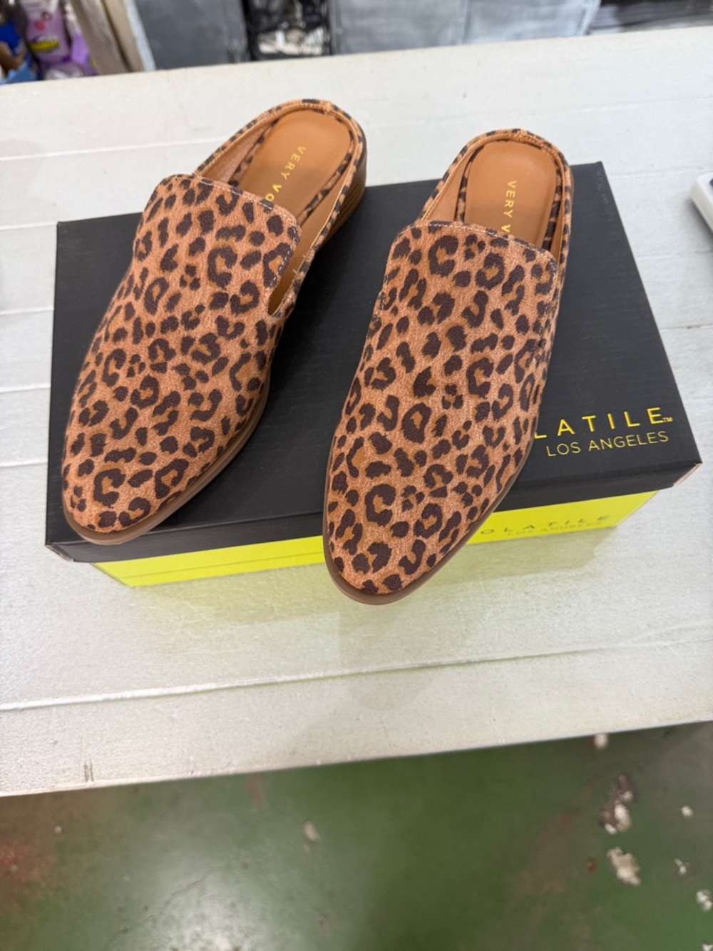 Very Volatile Leopard Print Slide Mules in Brown